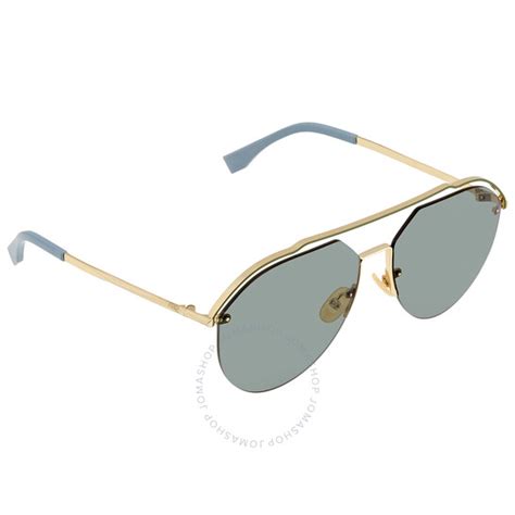 Fendi Men's Gold Tone Pilot Sunglasses FF M0031/S J5G 61